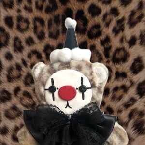 Adorable Brown and Black Clown Bear Plush Toy